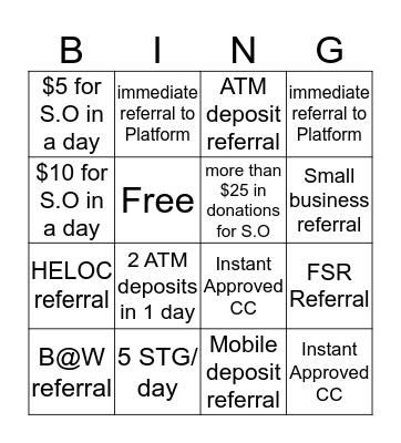 TD Be Legendary Bingo Card