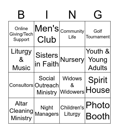 Fruits of the Spirit Festival Bingo Card