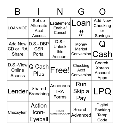 Skill 2 Bingo Card