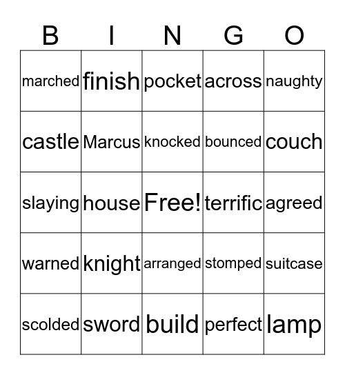 Little Knight Runs Away Bingo Card