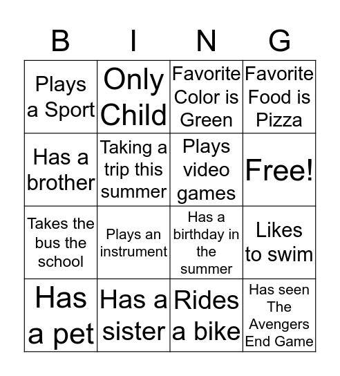 B104 BINGO! Bingo Card