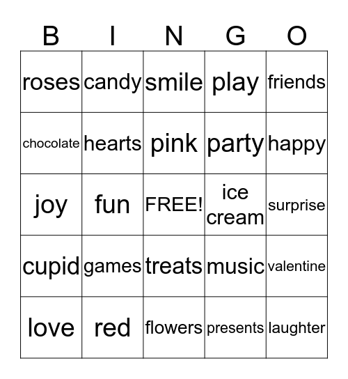 Valentine's Day Bingo Card