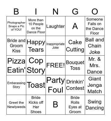 Wedding Bingo Card