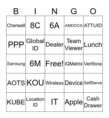 ROS Lingo Bingo Card