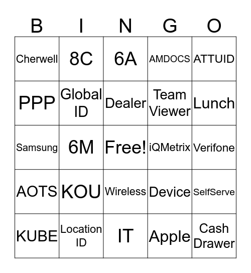 ROS Lingo Bingo Card