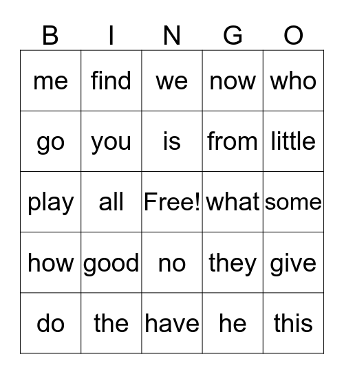 Dee Das Kinder Sight Words 2019 Bingo Card