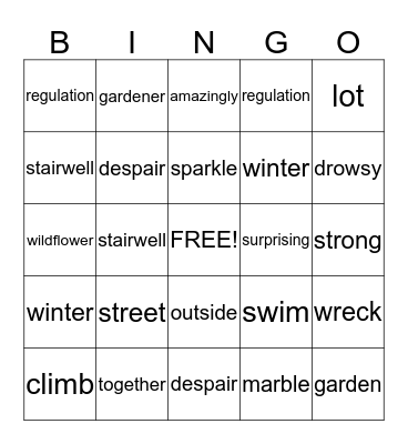 "The Curious Garden" Bingo Card