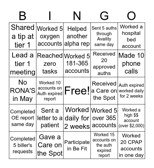 June Auth Bingo Card