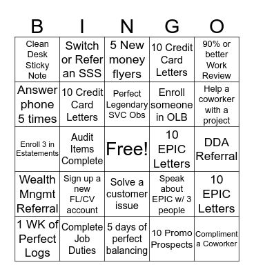 Q2 Bingo Challenge! Bingo Card