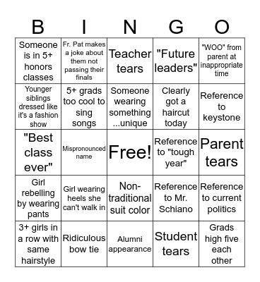 Graduation Bingo  Bingo Card