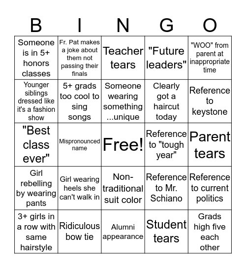 Graduation Bingo  Bingo Card