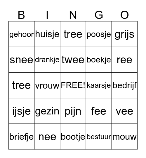 Spellingwoorden hst. 7 deel 1 Groep 4 Bingo Card