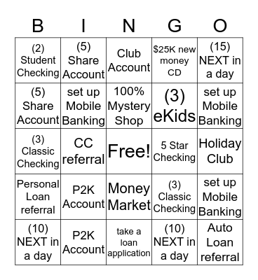 Rachel Bingo Card