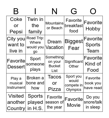 UPLA Bingo Card
