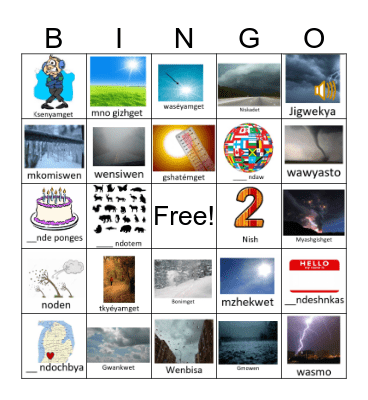 Weather Shishibe Bingo Card