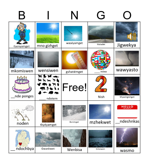 Weather Shishibe Bingo Card