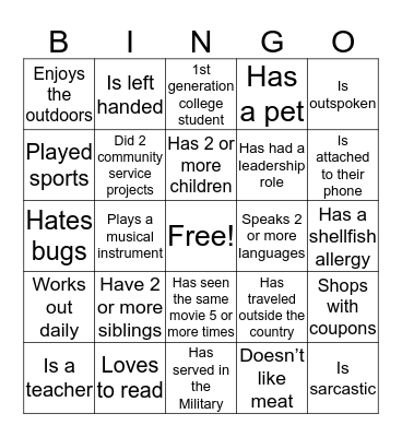 Psi Psi Zeta Bingo Card