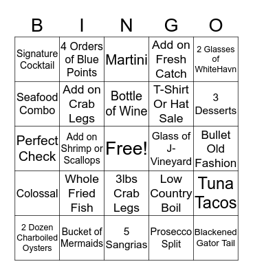 OP Fish House  Bingo Card