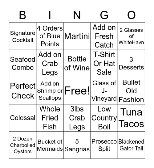 OP Fish House  Bingo Card