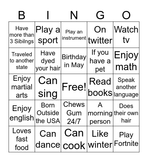 Curley Bingo Card