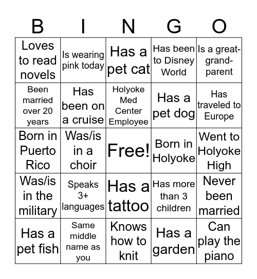 Survivorship Bingo! Bingo Card