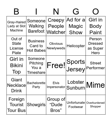 Vegas Bingo Card