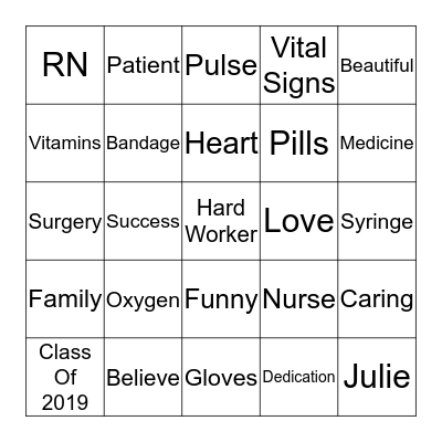 Julie Calls The Shots! Bingo Card