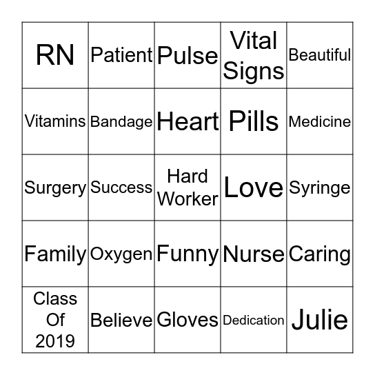 Julie Calls The Shots! Bingo Card