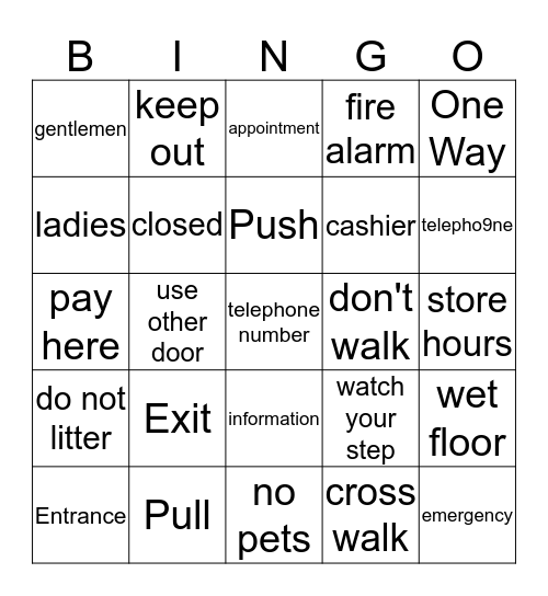 COMMUNITY WORDS Bingo Card