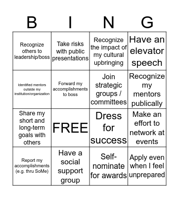 Graceful Self-Promotion Bingo Card