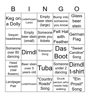 Maifest & Germanfest Bingo! Bingo Card