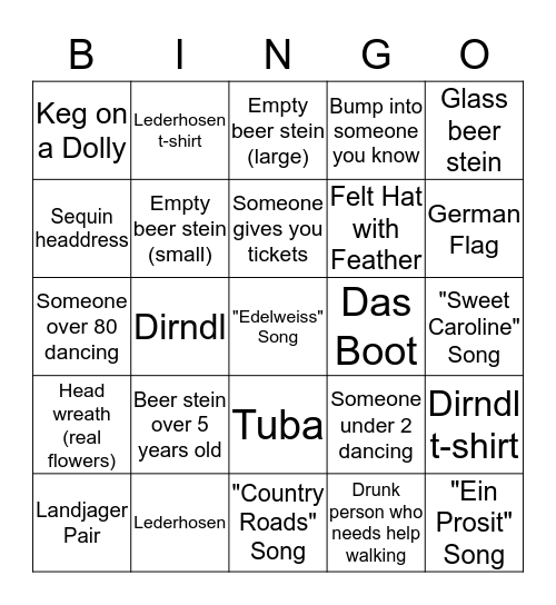 Maifest & Germanfest Bingo! Bingo Card