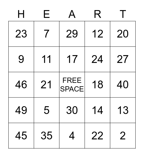 Valentine's Day BINGO Card