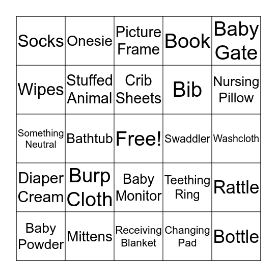 Baby Shower Bingo! Bingo Card