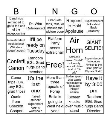 EGL Graduation BINGO 2019 Bingo Card