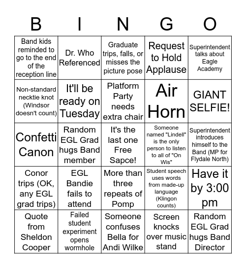 EGL Graduation BINGO 2019 Bingo Card