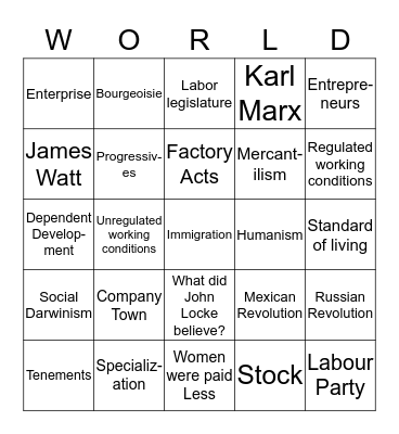 Historic Bingo Card