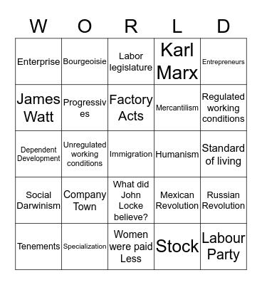 Historic Bingo Card