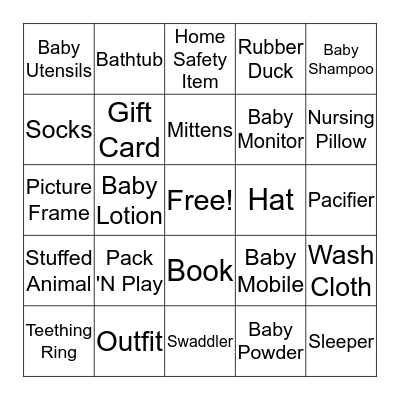 Baby Shower Bingo! Bingo Card