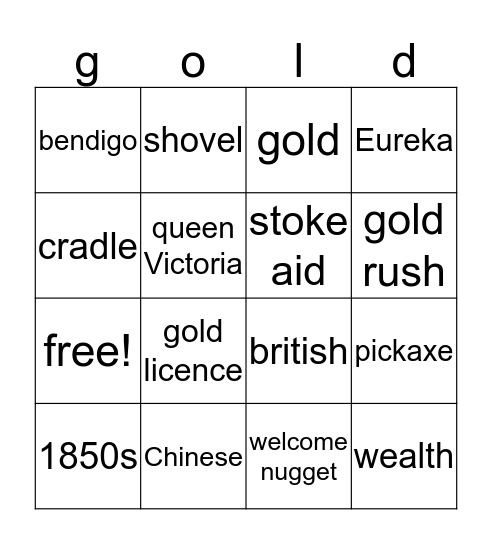 gold rush bingo Card