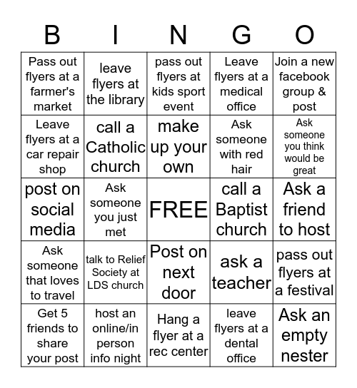 Recruiting Bingo Card