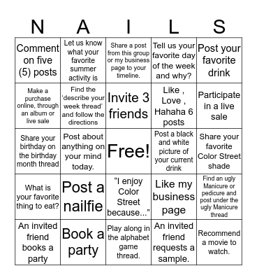 Glitterholic’s Nails with Barb  Bingo Card
