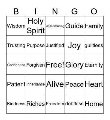 Spiritual Blessings Bingo Card