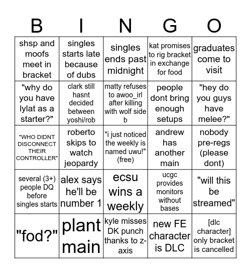 uconn smash ultimate bingo Card