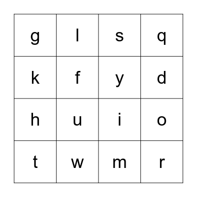 Alphabet Bingo A-O Bingo Card