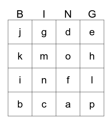 Alphabet Bingo  Bingo Card