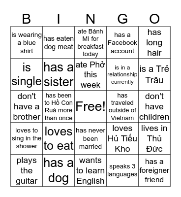 Find someone who...  Bingo Card
