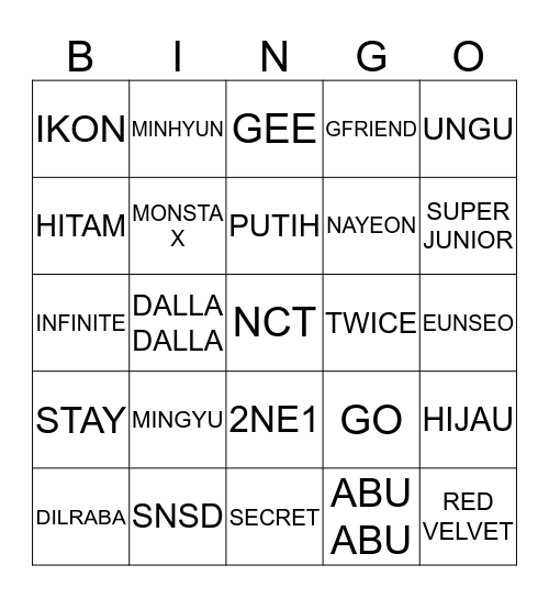 BCYUTA95 Bingo Card