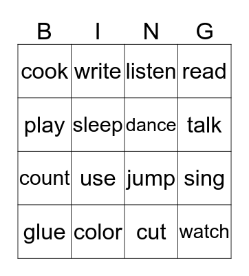 Name:                                                        Bingo Card