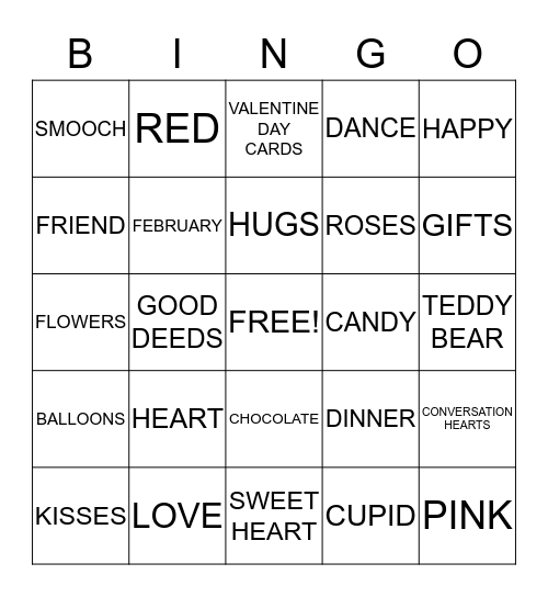 HAPPY VALENTINES DAY  Bingo Card